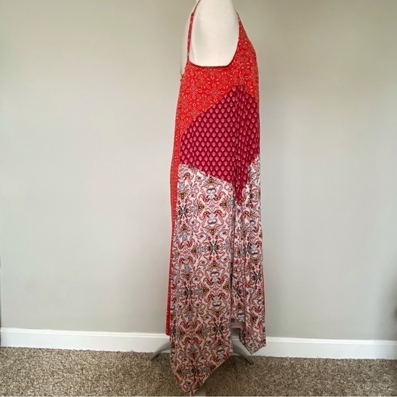 Sundance Veeda Patchwork Mixed Print Handkerchief Hem Boho Midi Dress, Small - Picture 10 of 16